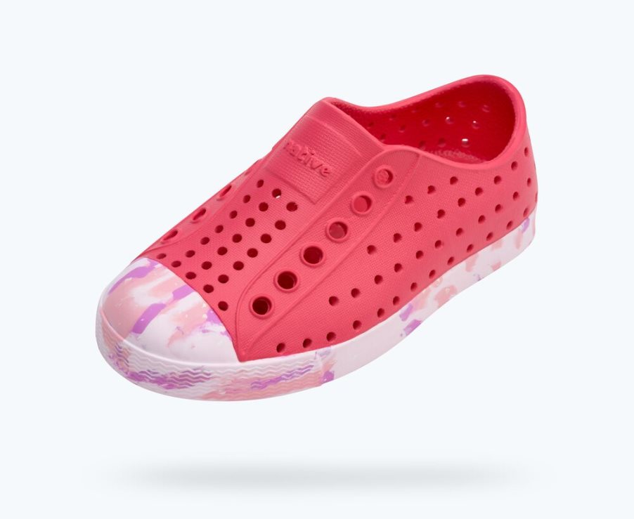 Native Jefferson Sugarlite Marbled Schuhe Mädchen Rot | 31FCQ7C19